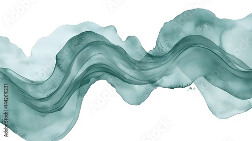 Abstract Teal Watercolor Waves Flowing Design