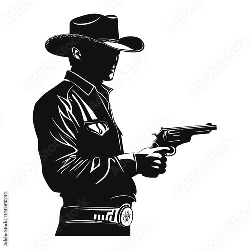 Cowboy Holding Gun Silhouette