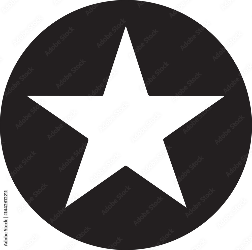 White Star Icon in Black Circle – Bold Vector Silhouette Design White Star Icon in Black Circle – Bold Vector Silhouette Design