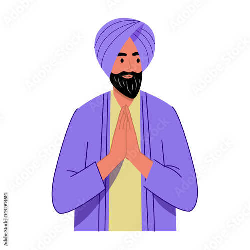 A flat style illustration of a turban man