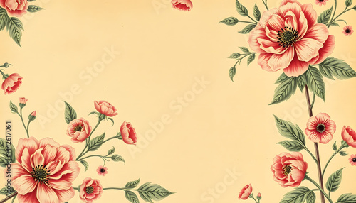 Vintage floral paper background, hyperrealism. with white shades
