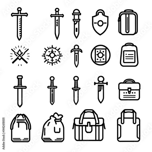 剣とエンブレムのアイコンコレクション｜Sword and Emblem Icon Collection