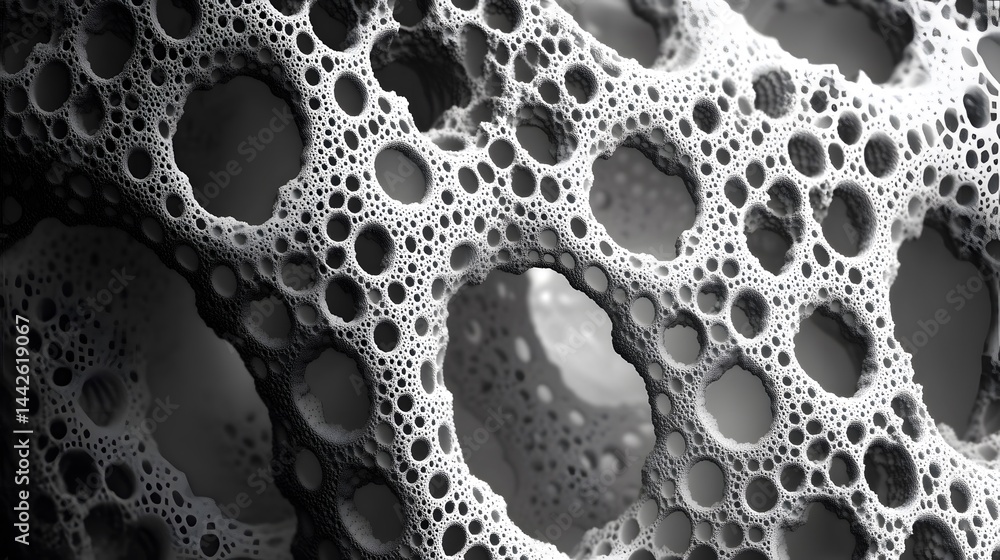 Abstract Gray 3D Fractal Art with Holes and Pores Texture Abstract Gray 3D Fractal Art with Holes and Pores Texture