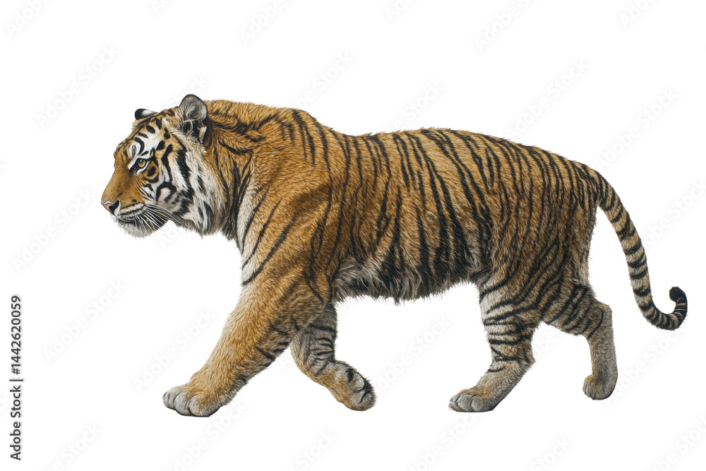 Isolated Walking Tiger Isolated Walking Tiger