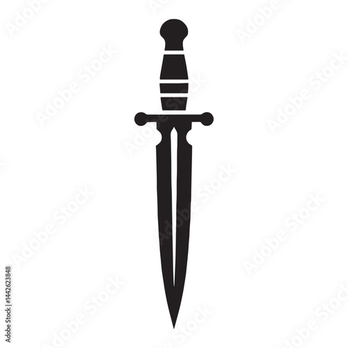 Ornate Dagger silhouette, decorative yet deadly – Dagger illustration – Minimalist Dagger vector – Weapon silhouette

