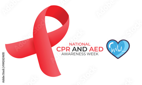 National CPR and AED Awareness Week. background, banner, card, poster, template. Vector illustration.