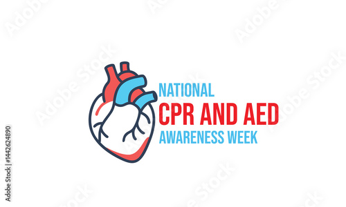 National CPR and AED Awareness Week. background, banner, card, poster, template. Vector illustration.