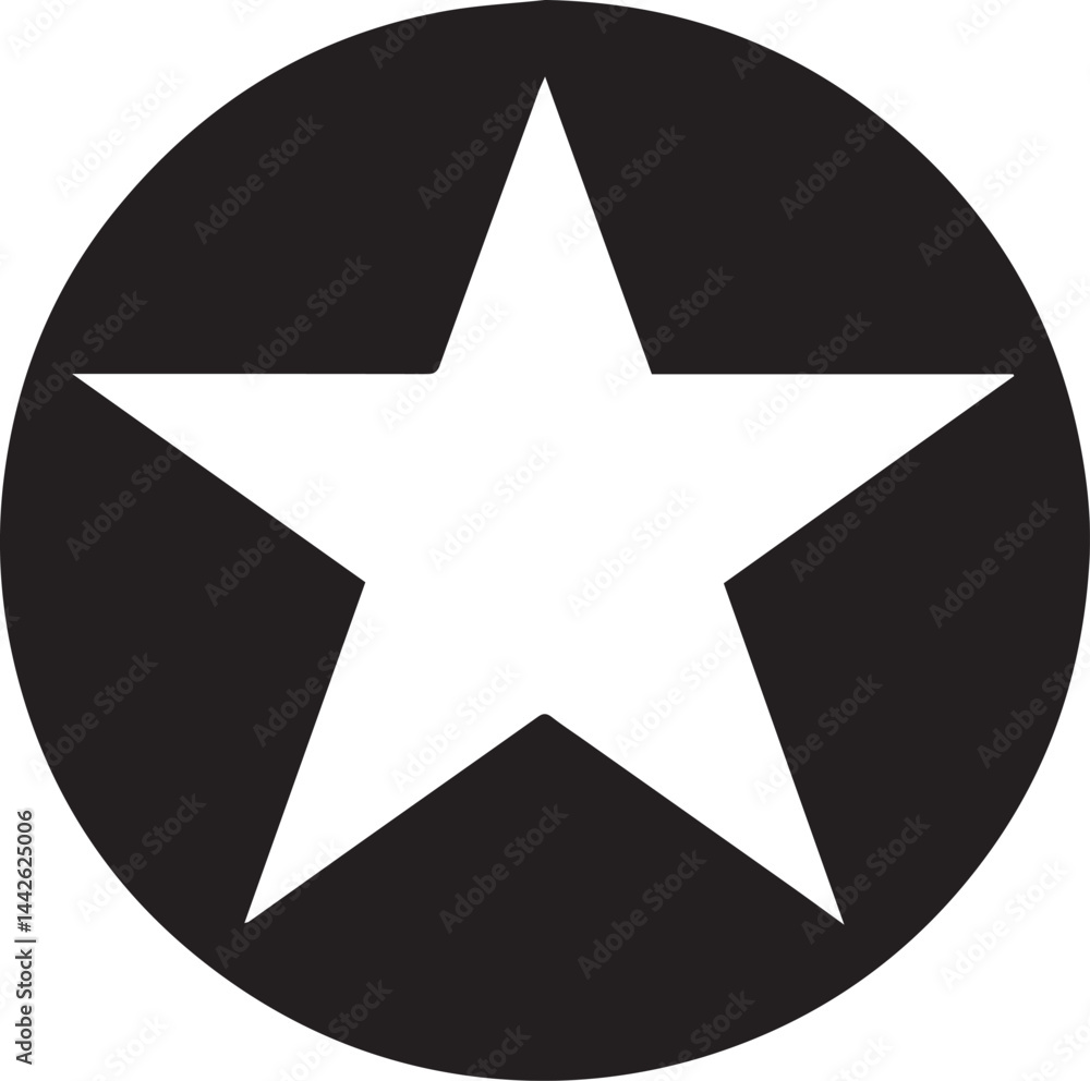 White Star Icon in Black Circle – Bold Vector Silhouette Design White Star Icon in Black Circle – Bold Vector Silhouette Design