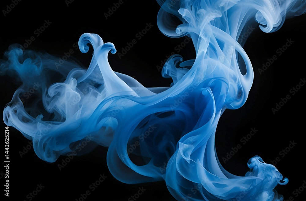 Fototapeta premium Vivid blue smoke cloud isolated on background