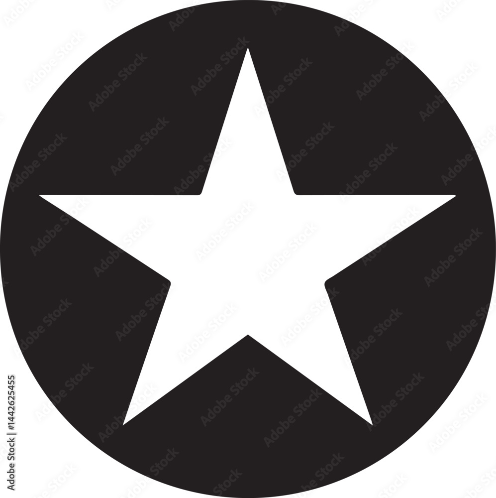 White Star Icon in Black Circle – Bold Vector Silhouette Design White Star Icon in Black Circle – Bold Vector Silhouette Design
