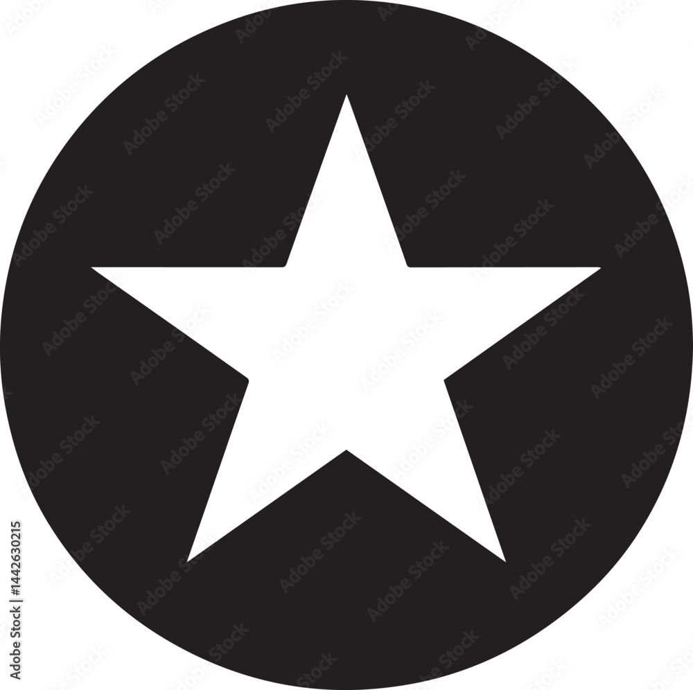 White Star Icon in Black Circle – Bold Vector Silhouette Design White Star Icon in Black Circle – Bold Vector Silhouette Design