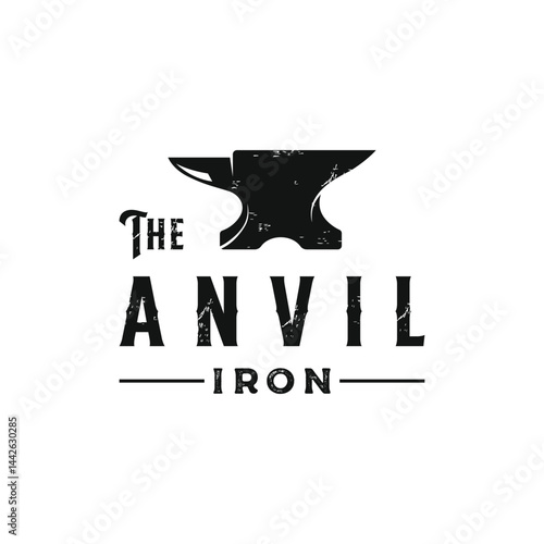 Blacksmith logo design elements and vintage retro work tools.