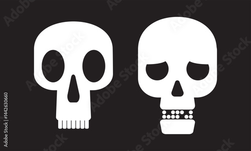Set of skulls with expressions
