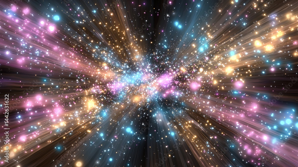 Naklejka premium Stunning Cosmic Explosion with Vibrant Colors and Bright Lights