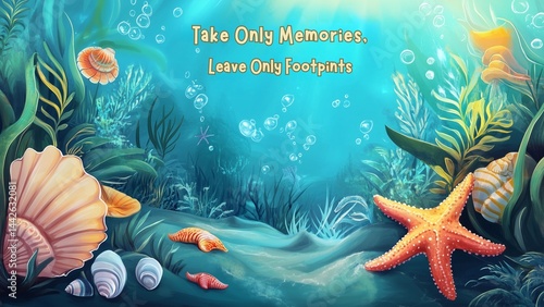 Obraz na płótnie Ocean Life Message: A Heartwarming Call for Eco-Awareness w salonie