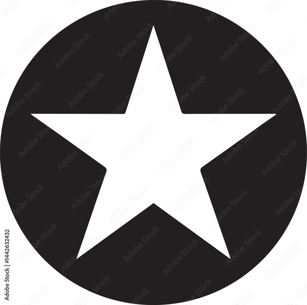 White Star Icon in Black Circle – Bold Vector Silhouette Design White Star Icon in Black Circle – Bold Vector Silhouette Design