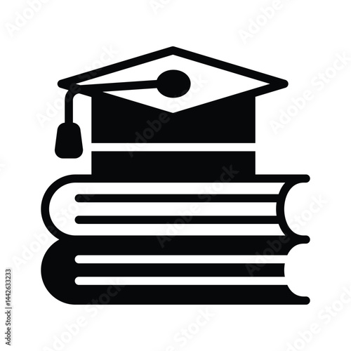 Have a look at this latest glyph icon graduation books with mortarboard