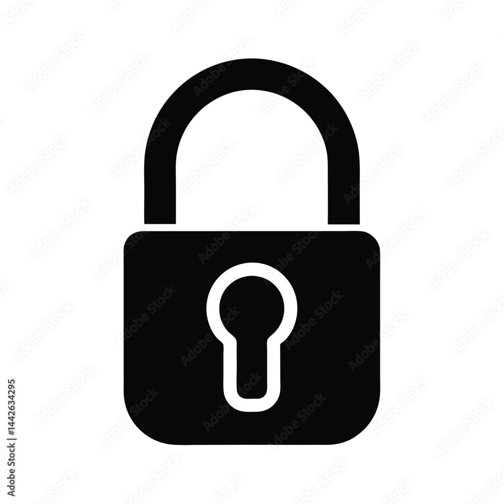 A simple lock icon vector silhouette A simple lock icon vector silhouette