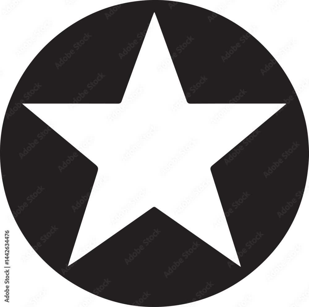 White Star Icon in Black Circle – Bold Vector Silhouette Design White Star Icon in Black Circle – Bold Vector Silhouette Design