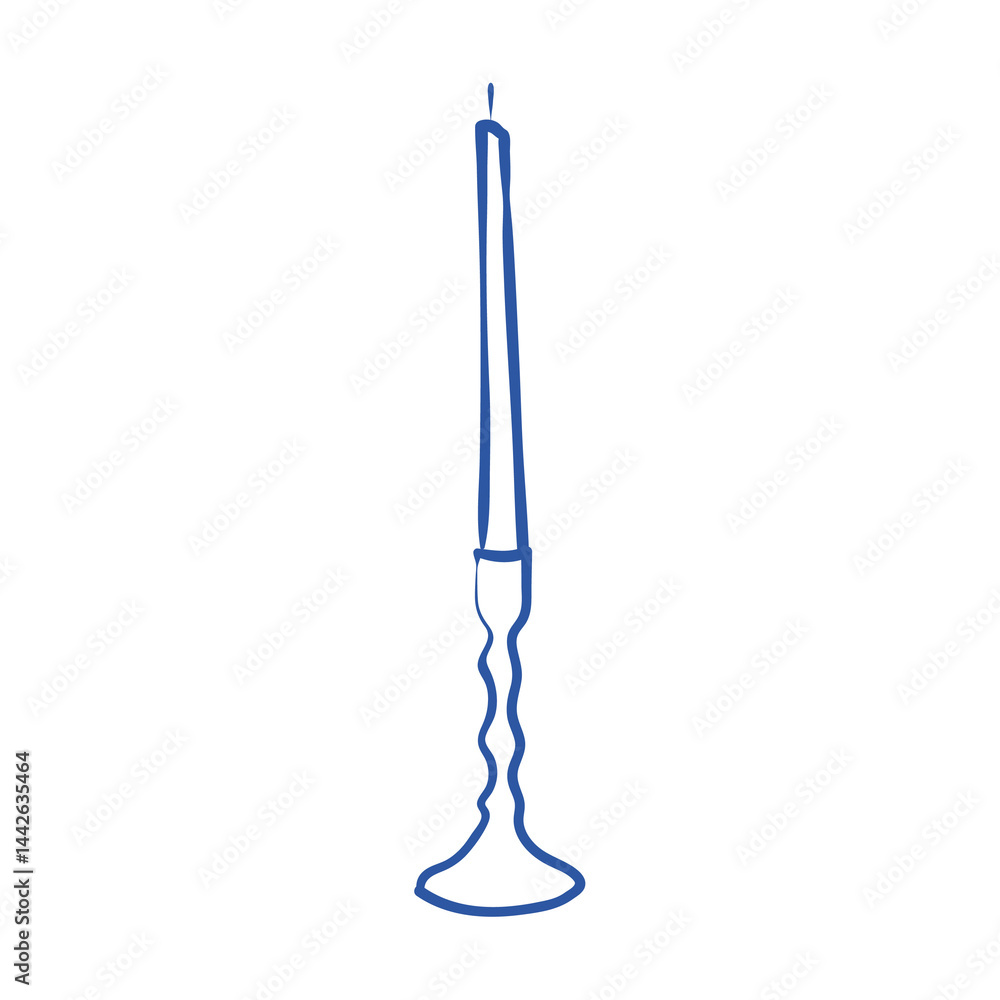 Hand-drawn graphic festive candle in trendy blue color. Perfect for wedding or party invitation, menu, greeting cards, web or product design, textile Hand-drawn graphic festive candle in trendy blue color. Perfect for wedding or party invitation, menu, greeting cards, web or product design, textile