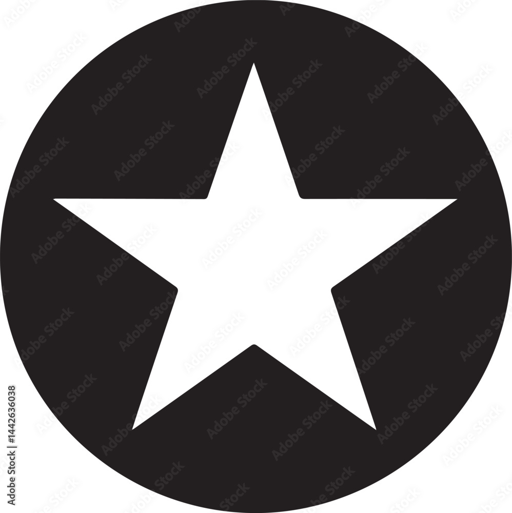 White Star Icon in Black Circle – Bold Vector Silhouette Design White Star Icon in Black Circle – Bold Vector Silhouette Design