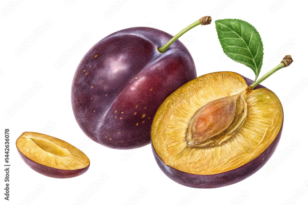 Fototapeta premium plums on a white background