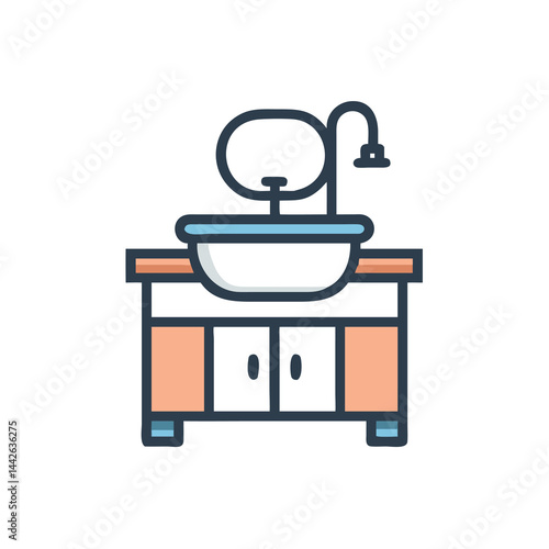 bathroom sink vanity on white background for web and graphic design