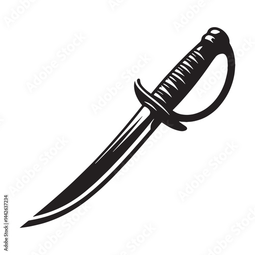 Swift Sabre silhouette, perfect for fencing and martial arts – Sabre illustration – Minimalist Sabre vector – Weapon silhouette


