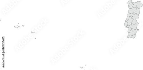 Vector map of Portugal showing all regions with clearly defined borders and country outline. Grey color scheme with dark contours. Ideal for educational, infographic, and professional use.


