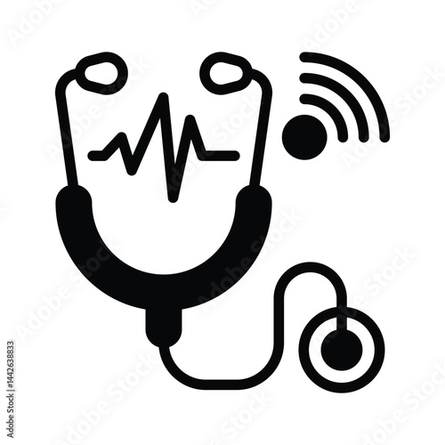 Check out our premium glyph style icon of online healthcare checkup