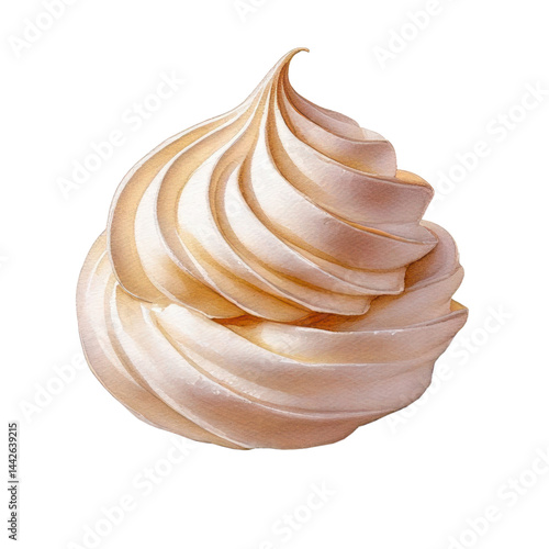 Watercolor homemade vanilla cream cake clip art illustration