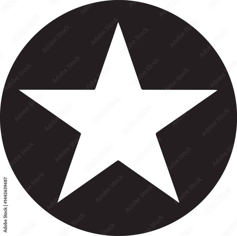 White Star Icon in Black Circle – Bold Vector Silhouette Design White Star Icon in Black Circle – Bold Vector Silhouette Design
