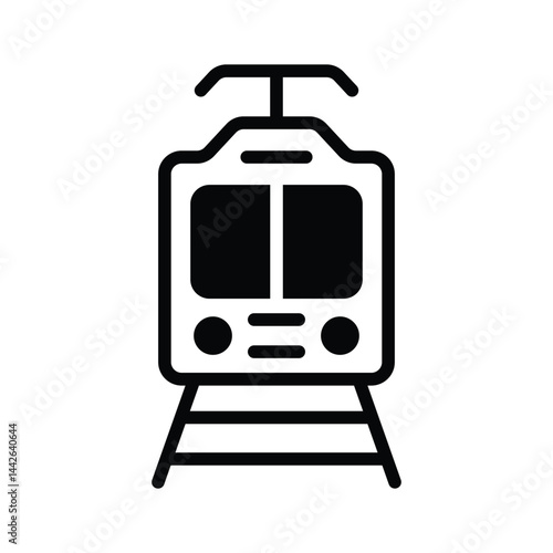 Latest glyph style icon showing electric tram