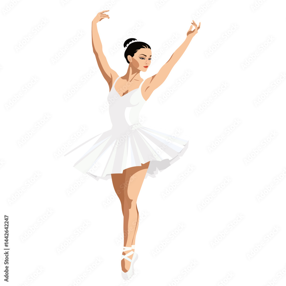 Naklejka premium girl ballerina in white dress without background