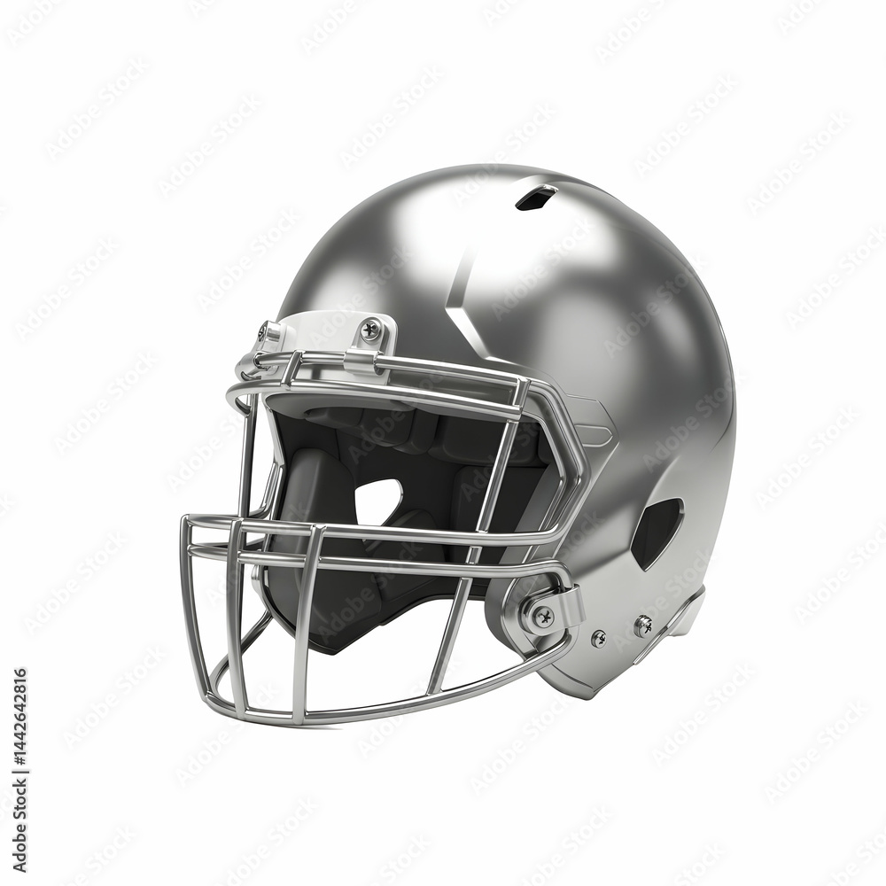 Fototapeta premium Metallic Silver Football Helmet HighResolution Image