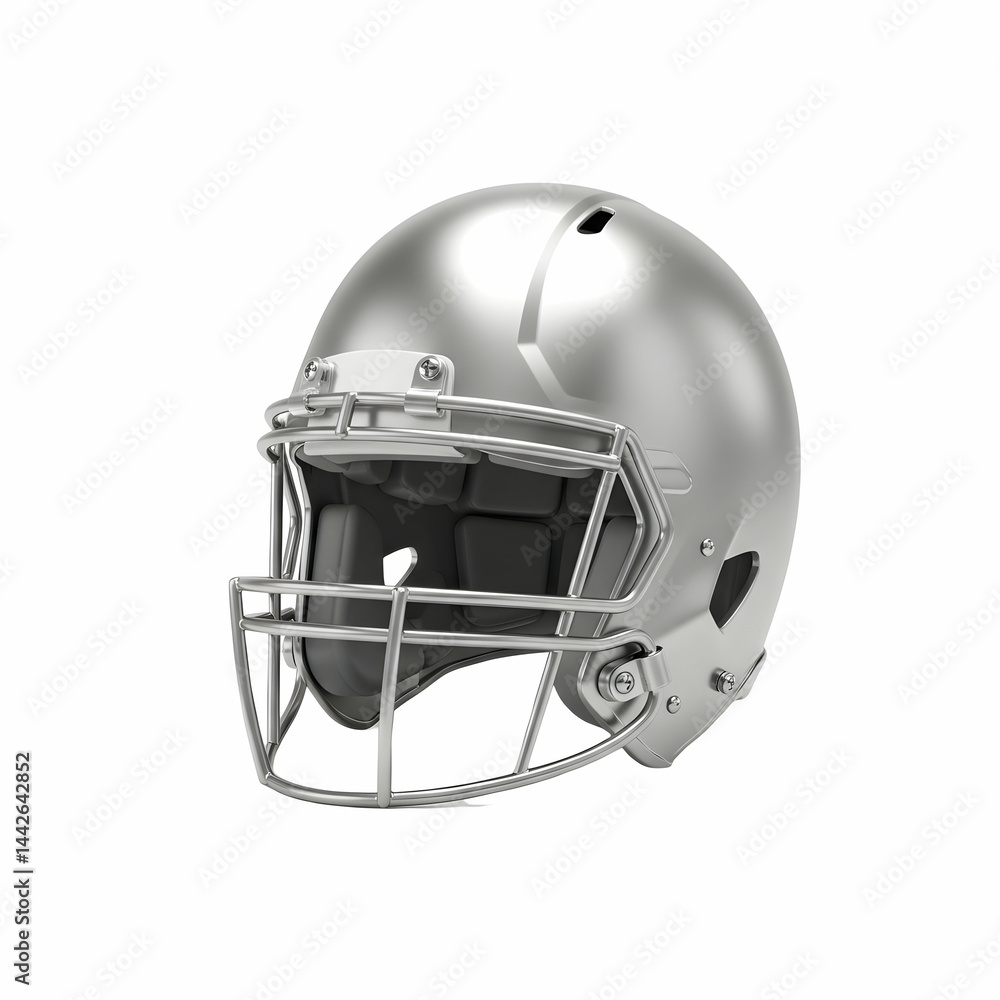 Fototapeta premium Silver Football Helmet American Football Headgear