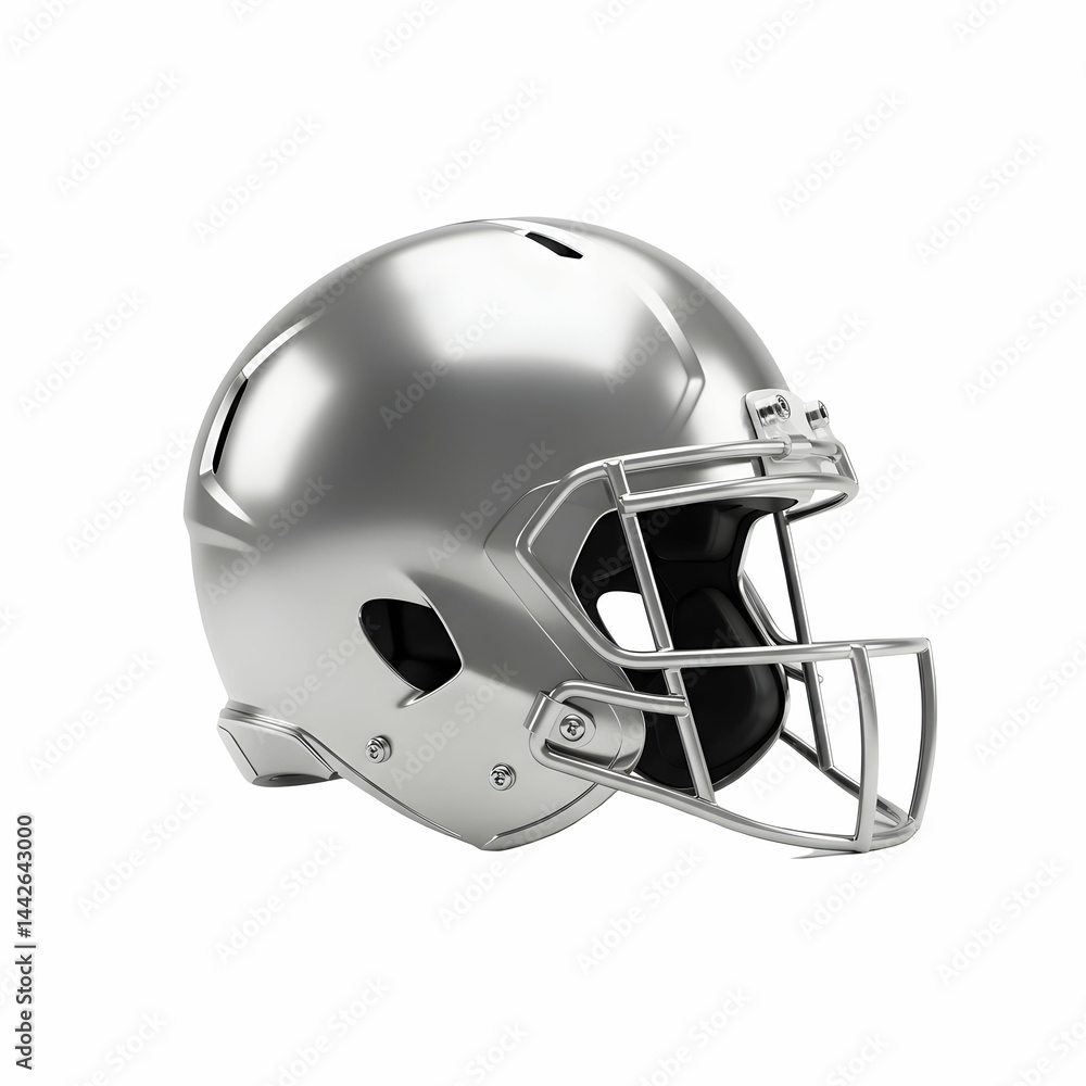 Fototapeta premium Chrome Football Helmet HighResolution Image for Sports Graphics