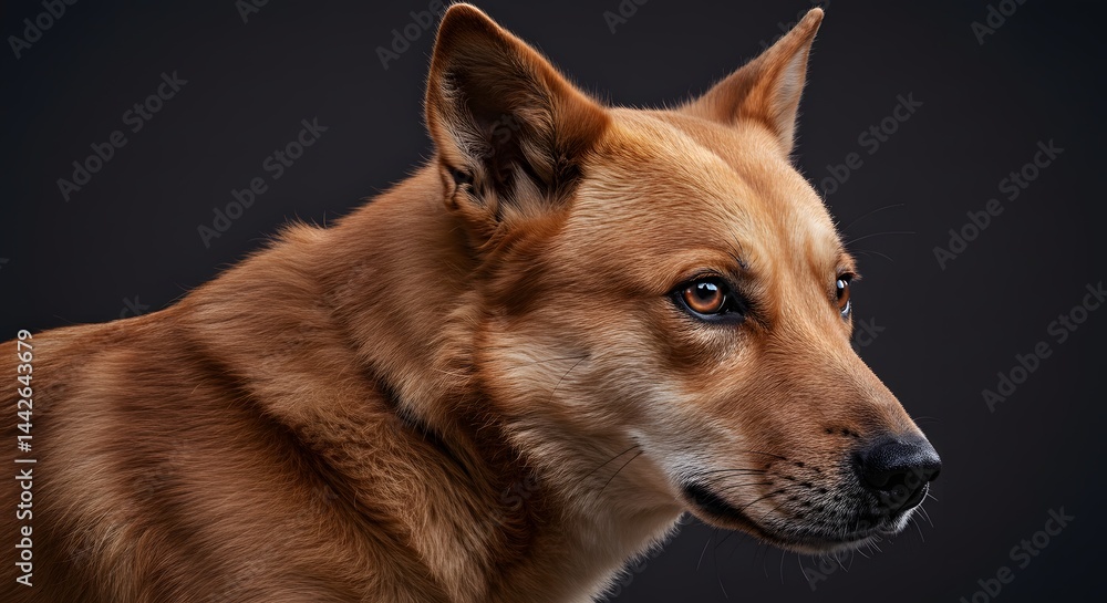 Fototapeta premium Red Dog Portrait on Dark Background