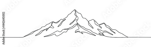 Mountains continuous one line drawing. Mountain sign in simple linear style.