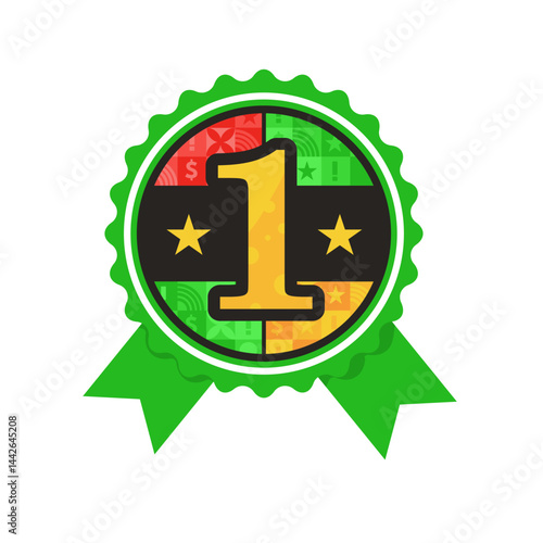 first place, award - colored badge, sticker, mark - vector illustration