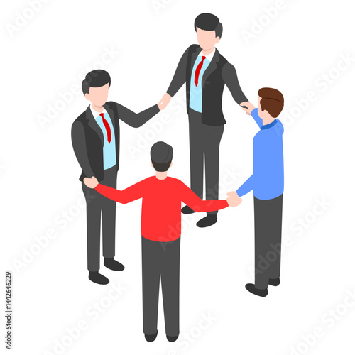 Unionized Employee isometric Concept, hrm symbol, labor union vector color icon design, common interest group sign, business character stock illustration,