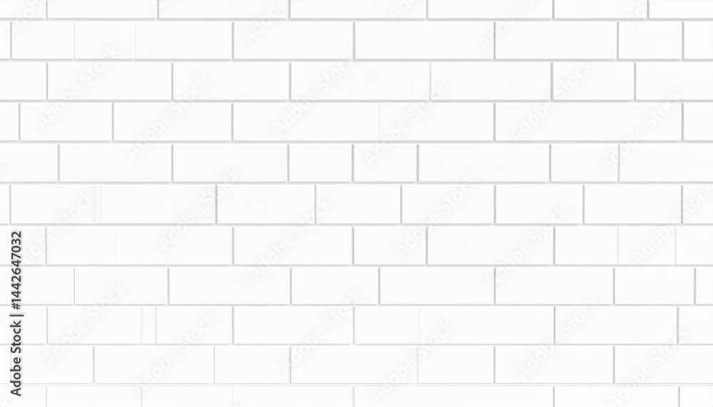 Naklejka premium White subway tile wall modern interior building material minimalist environment eye-level view design concept for contemporary spaces