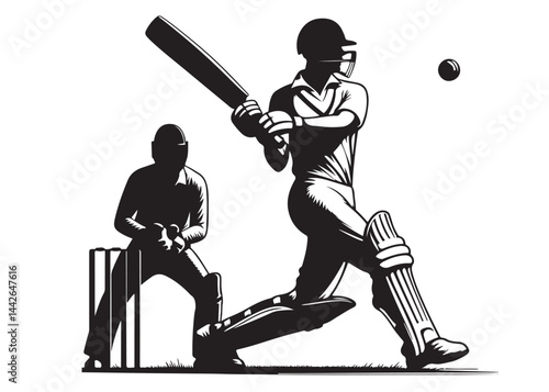 Silhouettes of cricket player batsman logo vector silhouette, playing cricket logo icon design vector, cricket player logo playing short, silhouette of cricket player on isolated white background.