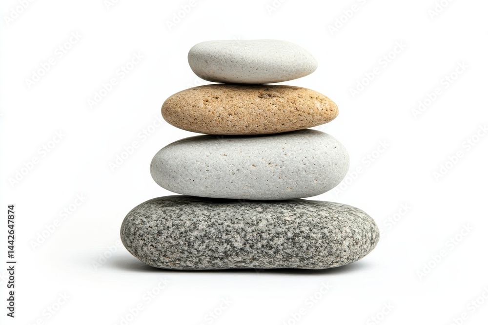 Stacked stones on white base Stacked stones on white base