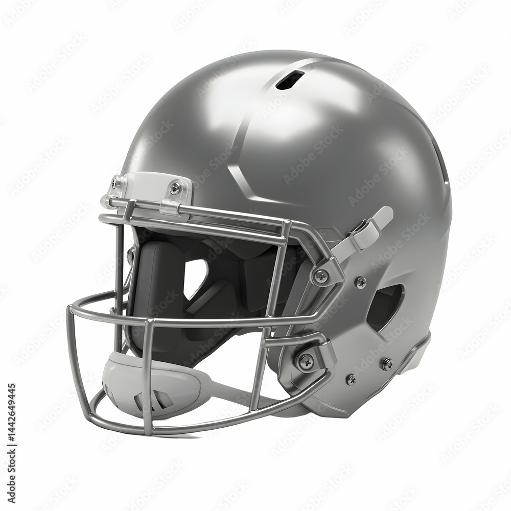 Fototapeta premium Silver Football Helmet American Football Equipment