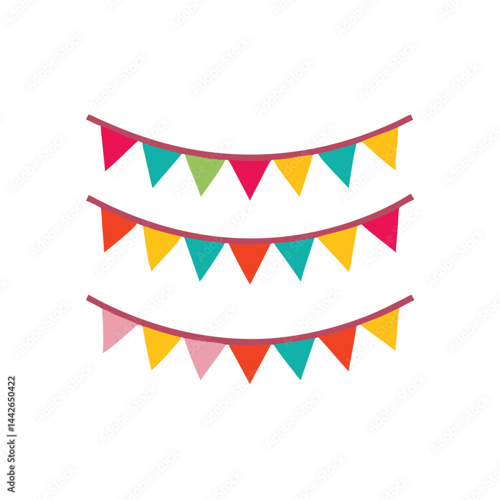 Obraz premium bunting flags party decorations on white background for web and graphic design