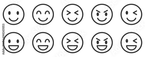 評価・フィードバックの顔文字アイコン笑顔白黒