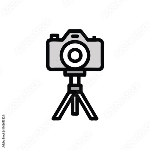 camera on tripod photographer setup on white background for web and graphic design