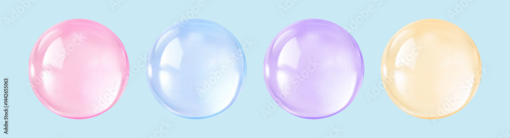 Obraz premium Realistic glossy glass ball.Abstract 3D light bubble with glare.Geometric abstract shape.