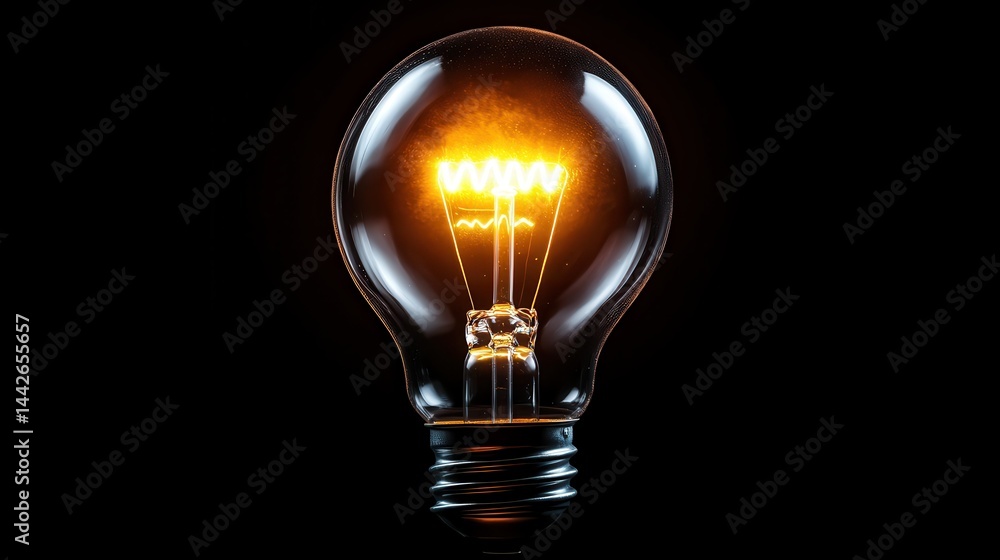 An illuminated light bulb, capturing the essence of innovation and creativity, reveals intricate filament patterns while casting a soft and inviting glow against a dark backdrop. An illuminated light bulb, capturing the essence of innovation and creativity, reveals intricate filament patterns while casting a soft and inviting glow against a dark backdrop.
